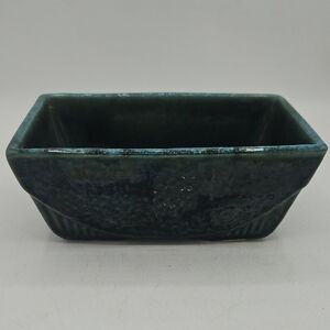 Vintage USA Pottery Glazed Ceramic Rectangular Planter in Deep Teal